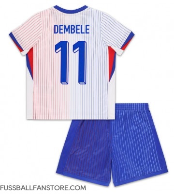 Frankreich Ousmane Dembele #11 Replik Auswärtstrikot Kinder EM 2024 Kurzarm (+ Kurze Hosen)